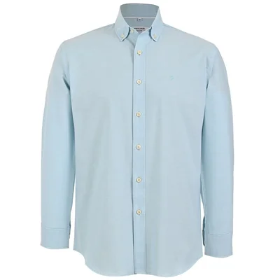 Camisa Regular Fit Azul Pierre Cardin Manga Larga para Hombre