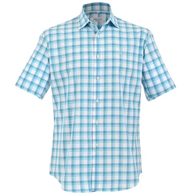Camisa Regular Fit Azul Pierre Cardin Manga Corta para Hombre