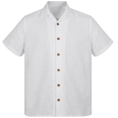 Camisa Blanca Regular Fit G Candila Jaquard Manga Corta para Hombre