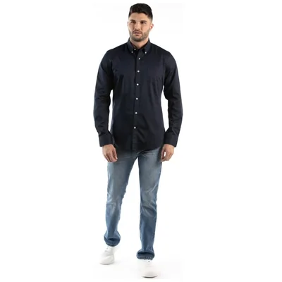 Camisa Regular Fit Azul Marino Oscar de la Renta Manga Larga para Hombre