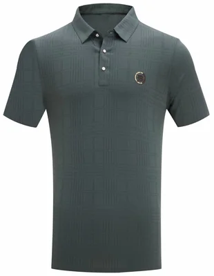 Polo de manga corta corte slim con textura geométrica en relieve