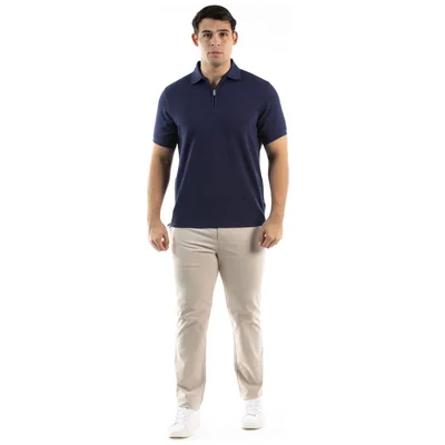 Playera Polo en Punto Regular Fit Azul Marino Oscar de la Renta Manga Corta para Hombre