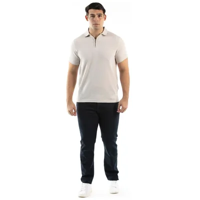 Playera Polo en Punto Regular Fit Gris Oscar de la Renta Manga Corta para Hombre