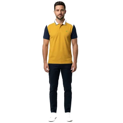 Playera Polo Regular Fit Oscar de la Renta Amarillo Combinado Manga Corta para Hombre