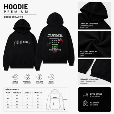 Sudadera Biker Con Gorro color negro 04 Cangurera Motociclista Cambios talla G