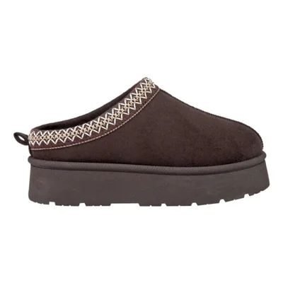 sandalia tipo zueco de mujer, con plataforma, casual, acabado ante, color chocolate, mod. 1226352