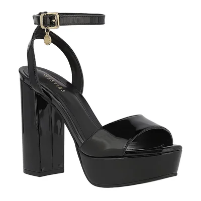Sandalia en Charol con Plataforma Westies Negro Ajuste Pulsera para Mujer