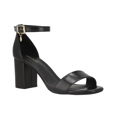 Sandalia Punta Cuadrada Westies Negro Ajuste Pulsera para Mujer