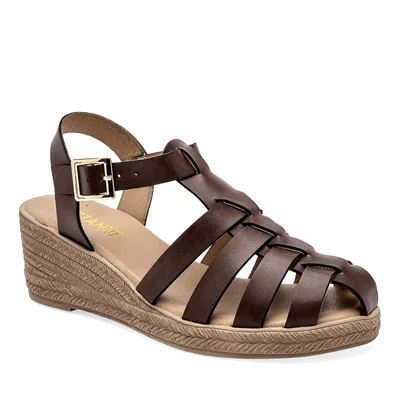 Tristanni Shoes Sandalia Cuña Cafe Para Mujer Cod.140836