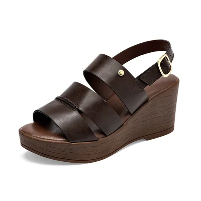 Tristanni Shoes Sandalia Cuña Cafe Para Mujer Cod.140837