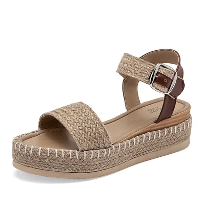 Queen Sandalia Tipo Alpargata Beige Cafe Para Mujer Cod.140931