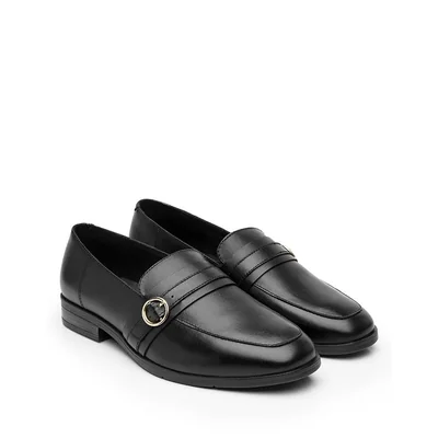 Zapato Mujer Mocasin Vestir Negro Piel Flexi 02504433