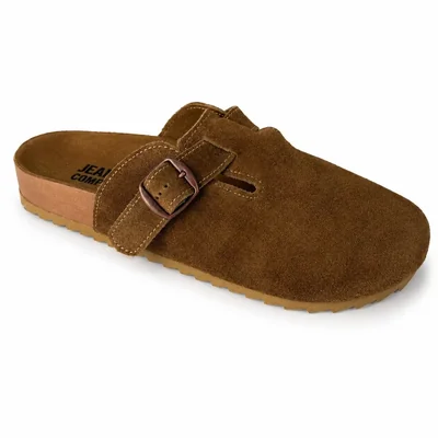Sandalia con Talón Descubierto Jeanious Café Aplicación Hebilla para Hombre