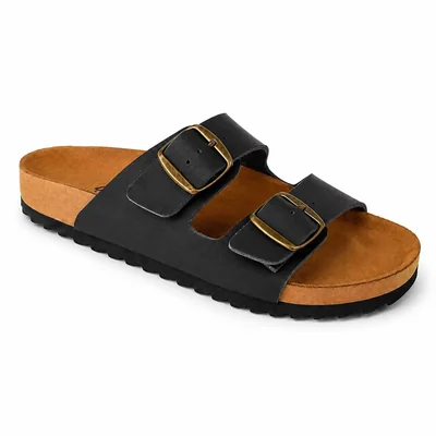 Sandalia Casual Doble Hebilla Jeanious Negro para Hombre