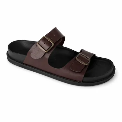 Sandalia Casual Doble Hebilla Jeanious Café para Hombre