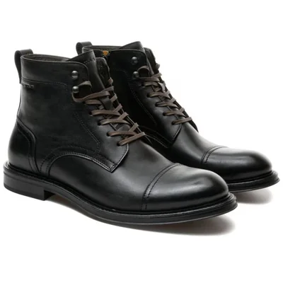 Bota Luke Lace-Up Ambitious Negro en Piel para Hombre