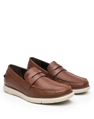 Zapato Hombre Mocasin Casual Café Piel Flexi 02504445
