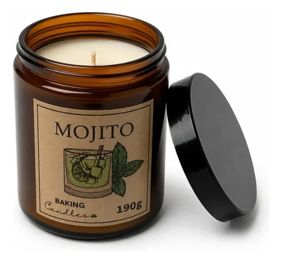 Jar Ambar Vela Aromatica 190g SIN PARAFINA hecha con Cera Vegetal Artesanal e ingredientes naturales con un Gran Aroma