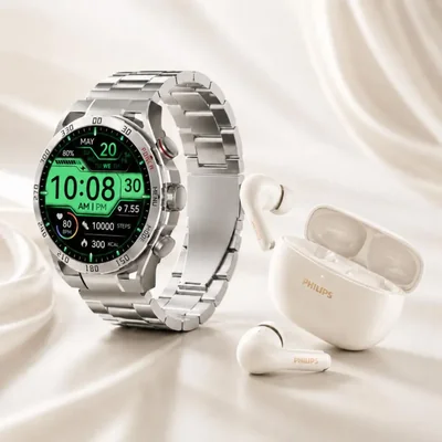 Smartwatch Filwans GTR Plata + Audifonos Inalambricos Philips TAT1320WT Beige