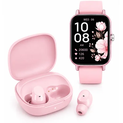 Smartwatch FUTUREM FM13 Rosa con Audífonos Buds 6 play Rosa