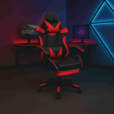 Silla Gamer Ergonómica Titano Con Reposapiés Reclinable Roja