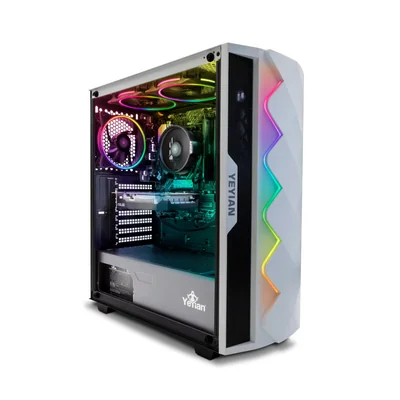 Gabinete Gamer Yeyian Yga-49702-fa Midi-tower, Atx/micro-atx/mini-itx, Incluye 3 Ventiladores Cristal Templado, Usb 3.0, Blanco