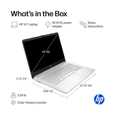 HP LAPTOP 14 HD INTEL N150 4GB 128GB UFS WINDOWS 11 LAVANDA MIEL
