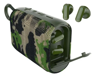 Bocina Bluetooth Portátil con Auriculares Inalámbricos Camuflaje