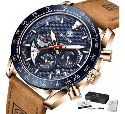 Reloj Benyar Hombre Reloj Cronógrafo Impermeable Cuarzo