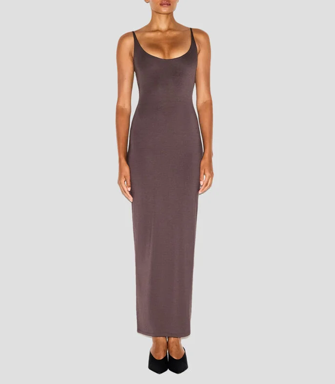 Vestido largo liso Mujer