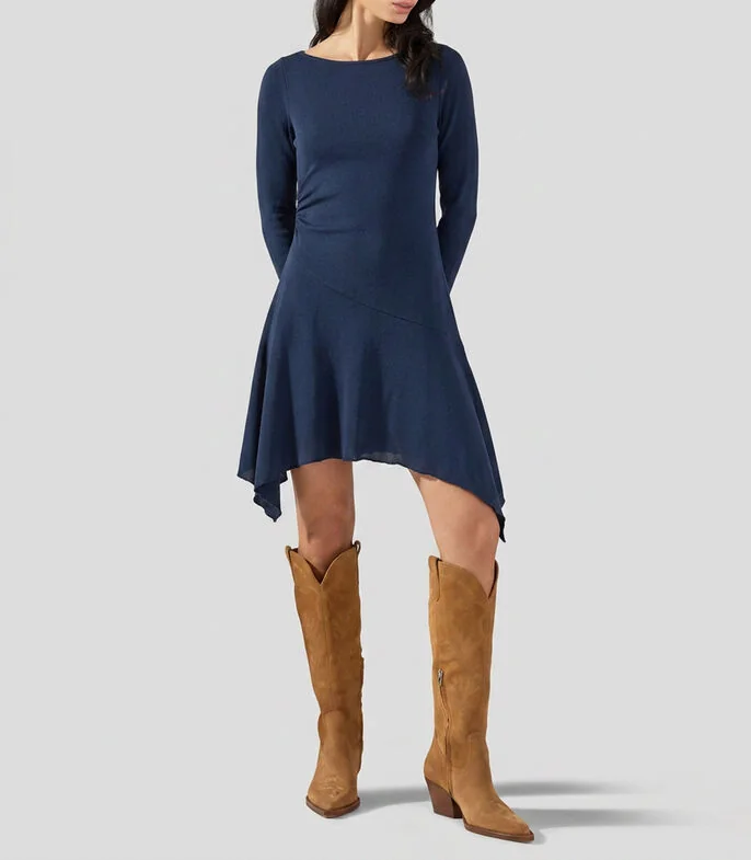 Vestido midi manga larga liso Mujer
