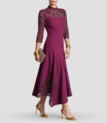 Vestido largo manga 3/4 liso Mujer