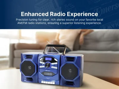Boombox portátil Emerson reproductor de CD y cassette con radio AM/FM