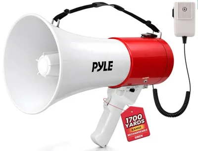Altavoz megáfono portátil Pyle 50 W con sirena de alarma