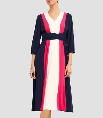 Vestido midi de manga 78 multicolor Mujer