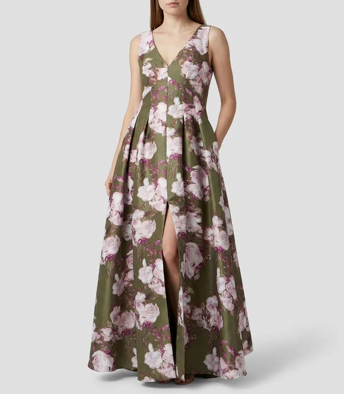 Vestido largo con estampado Mujer