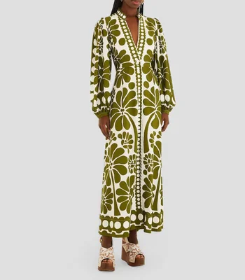 Vestido largo manga larga estampado Palermo Mujer