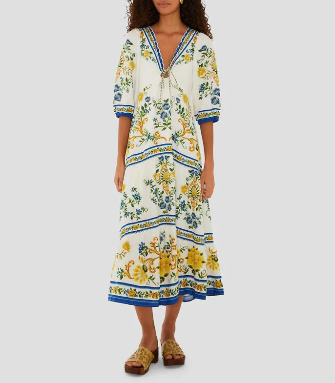 Vestido largo estampado Emily Mujer