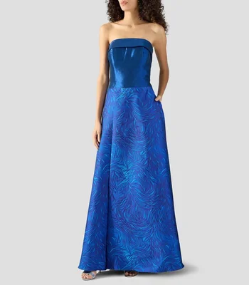 Vestido de fiesta largo estampado Mujer