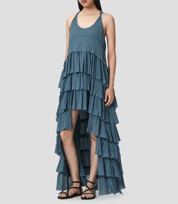 Vestido largo liso Mujer