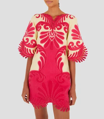 Vestido mini manga corta con diseño fantasía Spring Arabesc Mujer