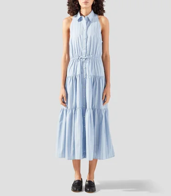 Vestido largo con rayas Mujer