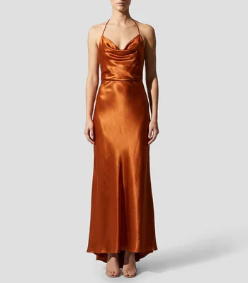 Vestido largo liso Mujer