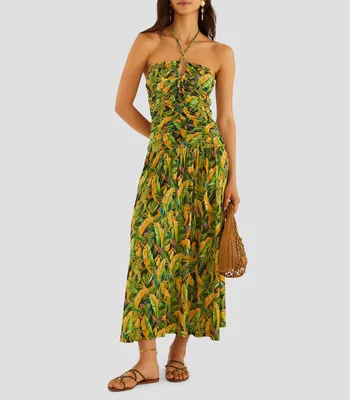 Vestido largo estampado Parrots Forest Mujer