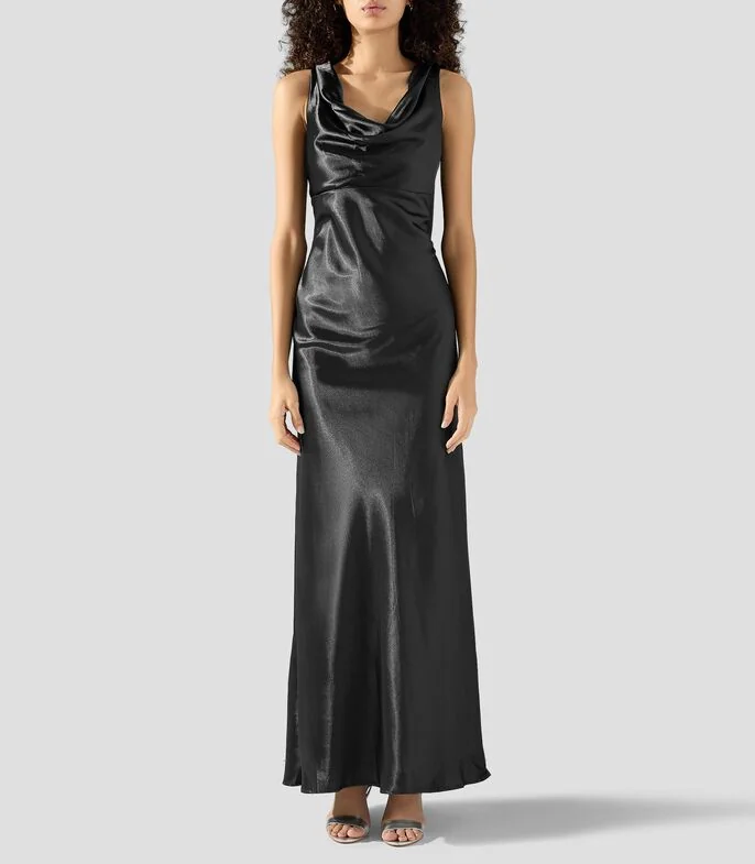 Vestido de fiesta largo liso Mujer