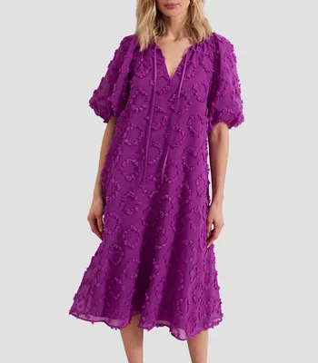 Vestido de fiesta midi texturizado Mujer