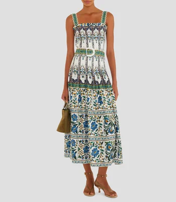 Vestido midi estampado multicolor Mujer