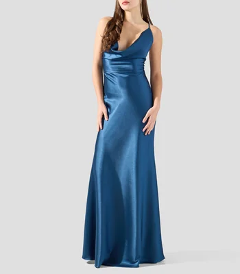 Vestido de Noche largo liso Mujer