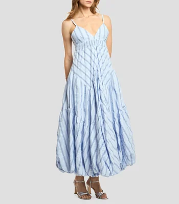 Vestido largo con rayas Mujer