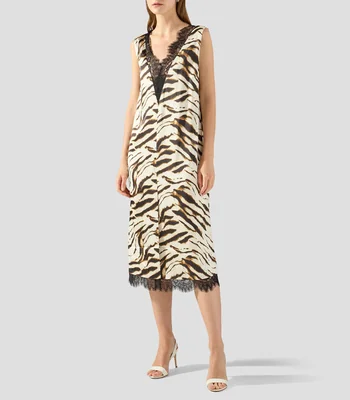 Vestido midi estampado Mujer